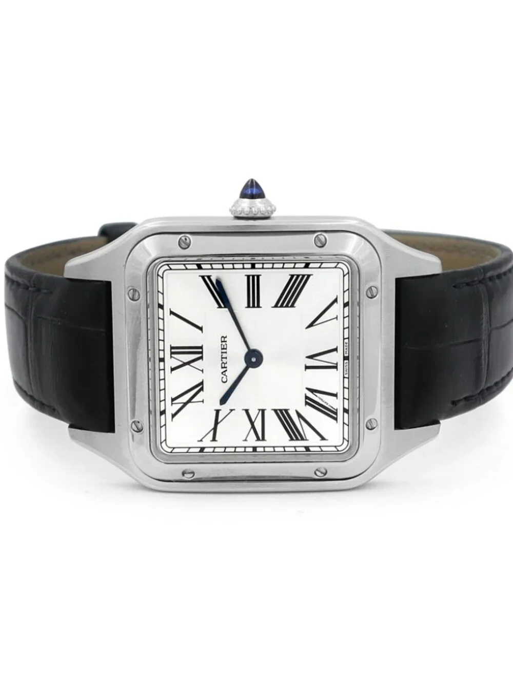 Cartier Large Santos Dumont Watch Stainless Steel Silver Roman